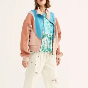 Free People Colorblock Zip up Jacket